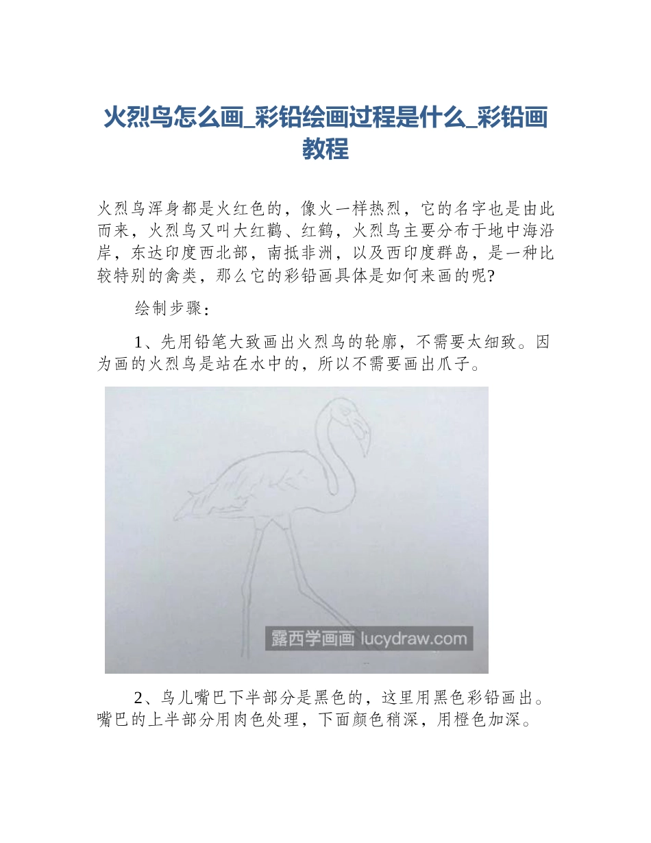 火烈鸟怎么画_彩铅绘画过程是什么_彩铅画教程_第1页