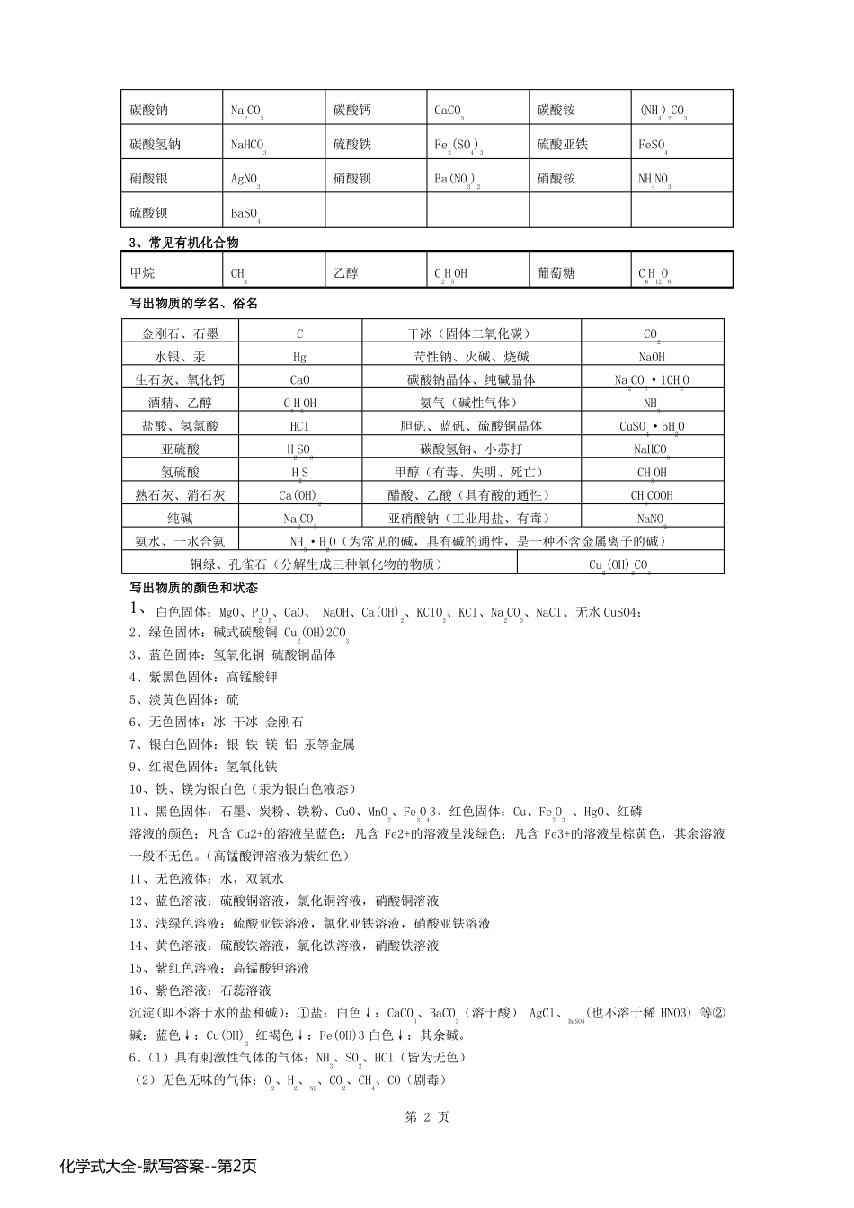 化学式大全-默写答案_第2页
