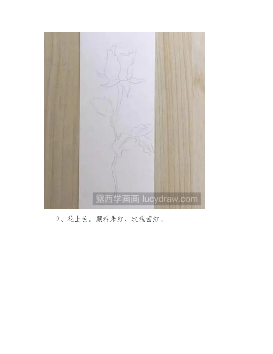 教你画一朵粉色月季花水彩画教程1_第2页