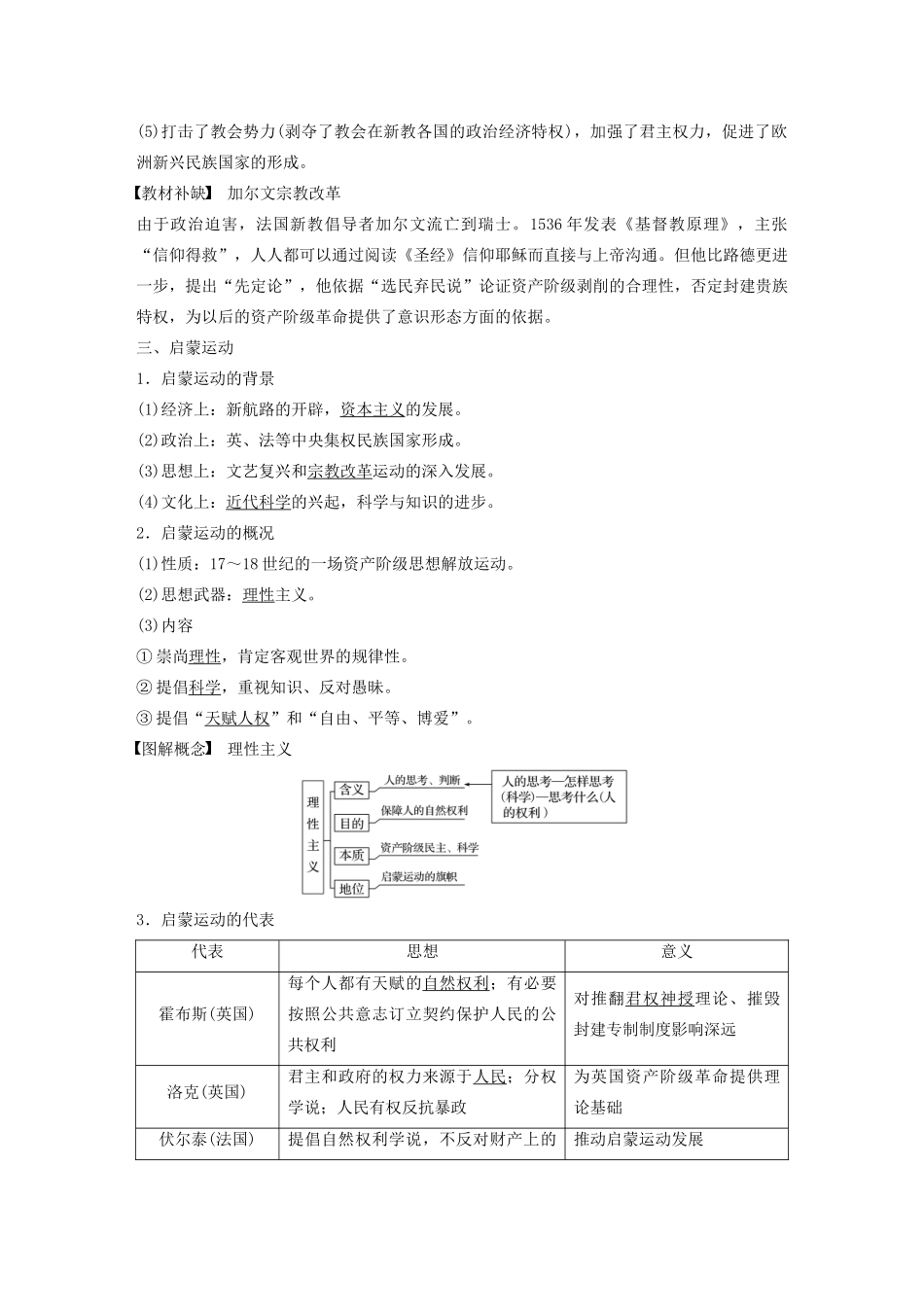 （通史版）版高考历史大一轮复习 第12单元 西方近代工业文明的前奏 第30讲 西方人文精神的发展教案（含解析）人民版-人民版高三全册历史教案_第3页