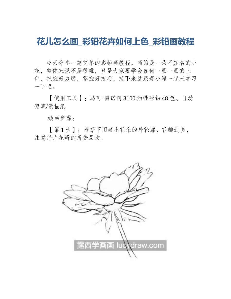 花儿怎么画_彩铅花卉如何上色_彩铅画教程_第1页
