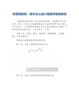 简笔画教程：教你怎么画小狸猫简笔画教程