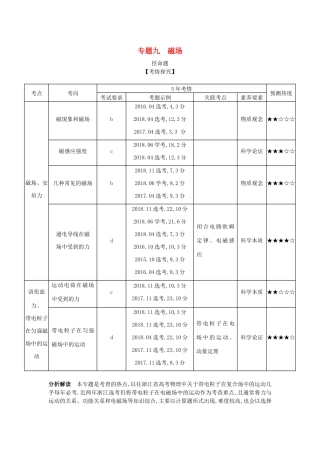 （浙江版 A版）物理总复习 专题九 磁场教师用书-浙江版高三全册物理教案