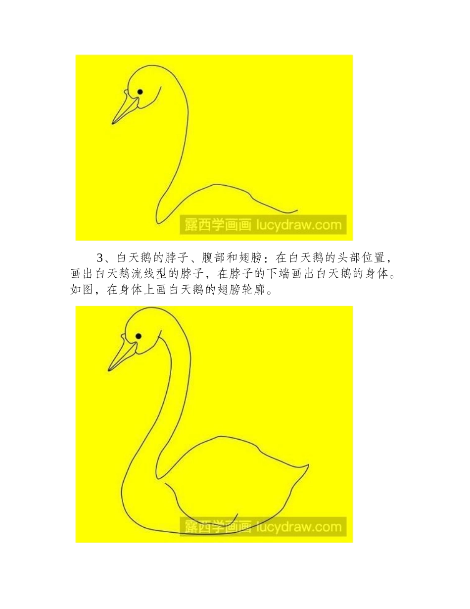 简笔画教程：教你画白天鹅简笔画教程_第2页