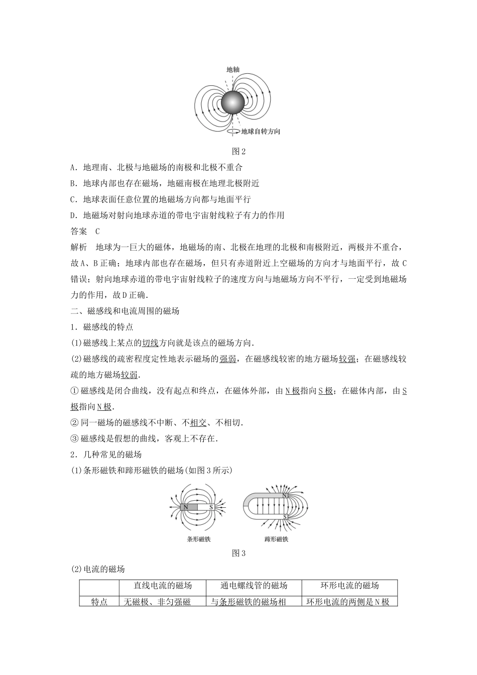 （江苏专用）高考物理新增分大一轮复习 第八章 磁场 第1讲 磁场及其对电流的作用讲义（含解析）-人教版高三全册物理教案_第3页