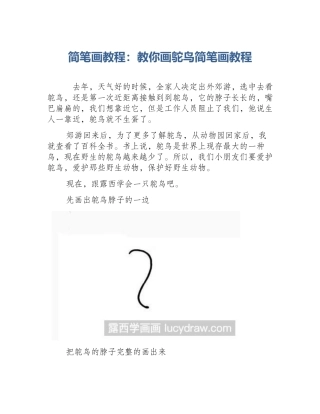 简笔画教程：教你画鸵鸟简笔画教程