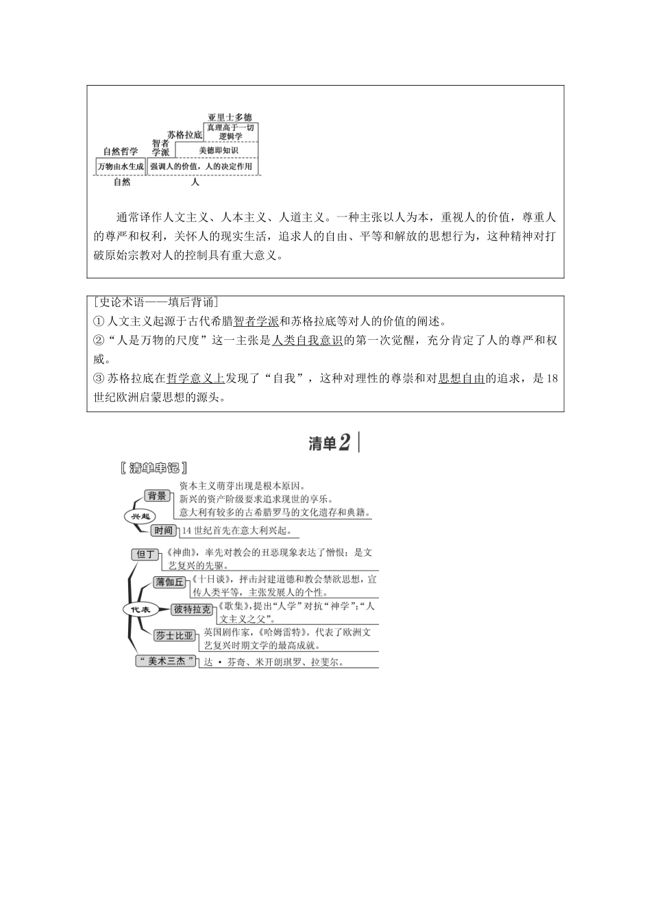 （江苏专用）版高考历史大一轮复习 模块三 第十二单元 西方人文精神的起源及其发展 第26讲 西方人文主义思想的起源与文艺复兴教案（含解析）人民版-人民版高三全册历史教案_第2页