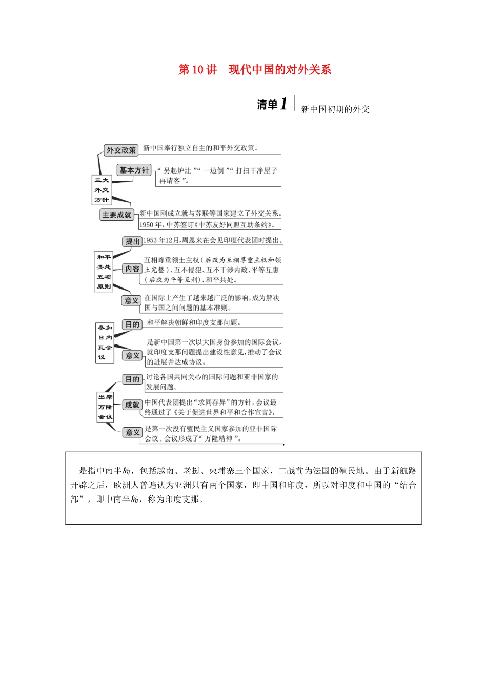 （江苏专用）版高考历史大一轮复习 模块一 第四单元 现代中国的政治建设、祖国统一和对外关系 第10讲 现代中国的对外关系教案（含解析）人民版-人民版高三全册历史教案_第1页