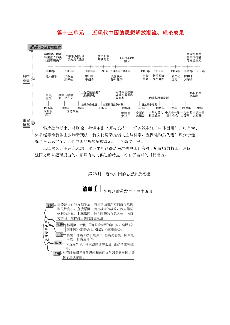 （江苏专用）版高考历史大一轮复习 模块三 第十三单元 近现代中国的思想解放潮流、理论成果 第28讲 近代中国的思想解放潮流教案（含解析）人民版-人民版高三全册历史教案_第1页