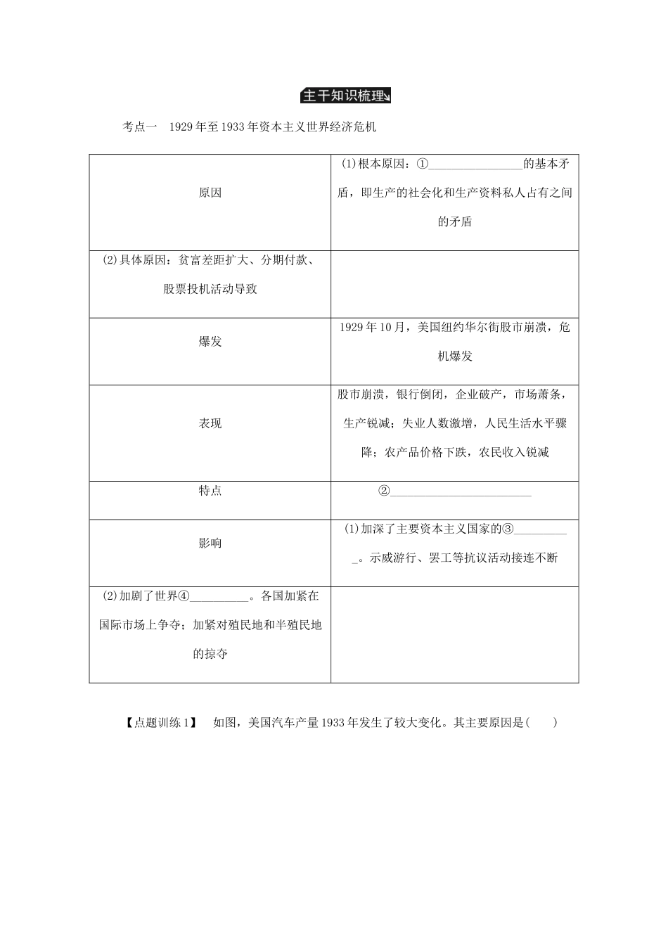 （江苏专版）高考历史总复习 第十三单元 世界资本主义经济政策的调整 第26讲 资本主义世界经济危机与罗斯福新政教程讲义-人教版高三全册历史教案_第3页