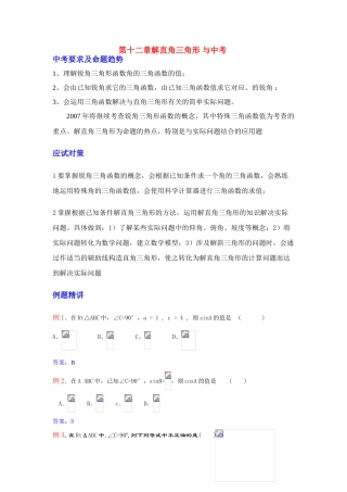 第十二章解直角三角形 与中考