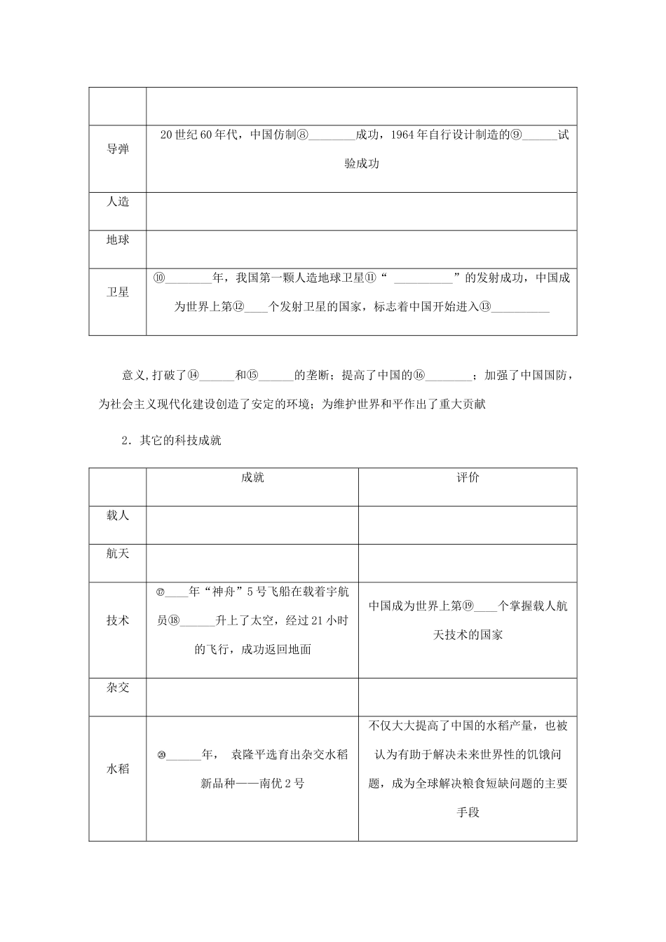 （江苏专版）高考历史总复习 第二十二单元 现代中国的科技与教育 第43讲 建国以来的重大科技成就与教育成就教程讲义-人教版高三全册历史教案_第3页