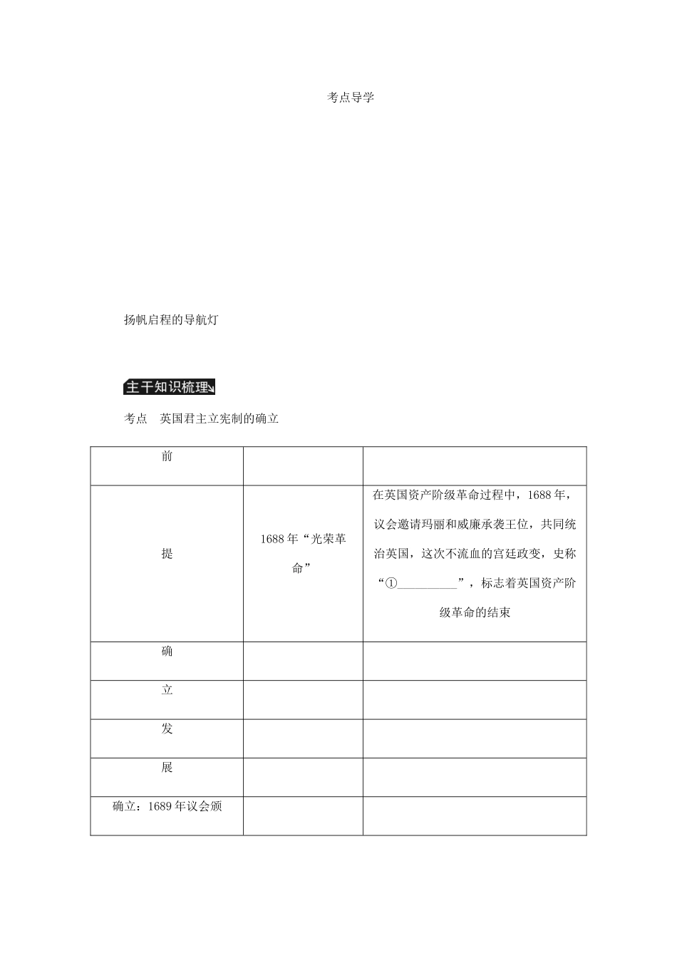 （江苏专版）高考历史总复习 第三单元 近代西方资本主义政治制度的确立与发展 第4讲 英国的君主立宪制教程讲义-人教版高三全册历史教案_第3页