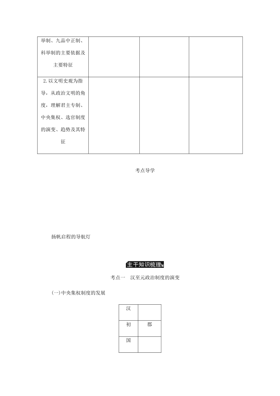 （江苏专版）高考历史总复习 第一单元 古代中国的政治制度 第2讲 从汉至清政治制度的演变教程讲义-人教版高三全册历史教案_第2页