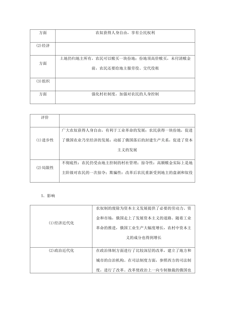 （江苏专版）高考历史总复习 第49讲 俄国农奴制改革教程讲义（选修一 历史上重大改革的回眸）-人教版高三选修历史教案_第2页