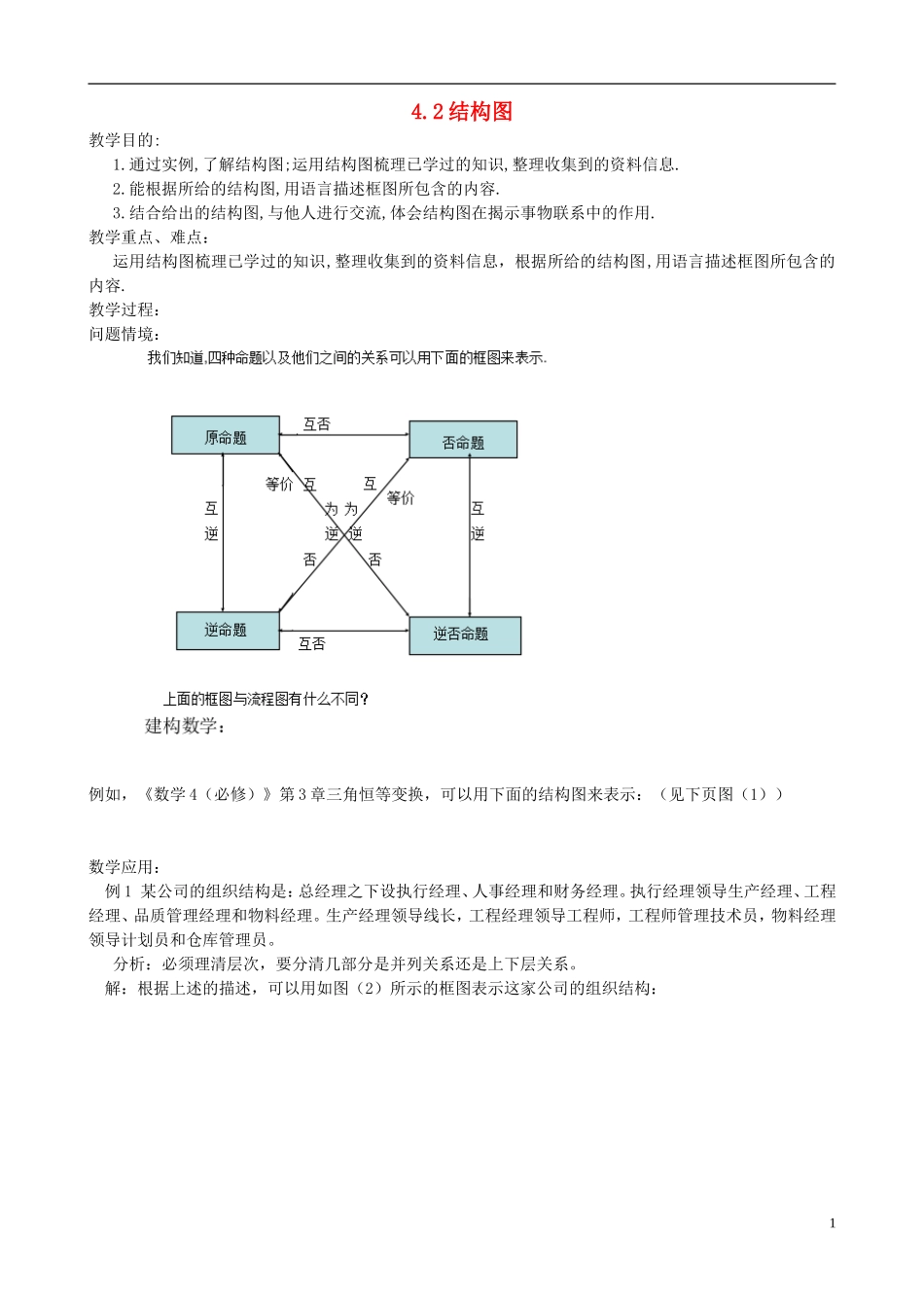 （新课程）高中数学《4.2结构图》教案 新人教A版选修1-2_第1页