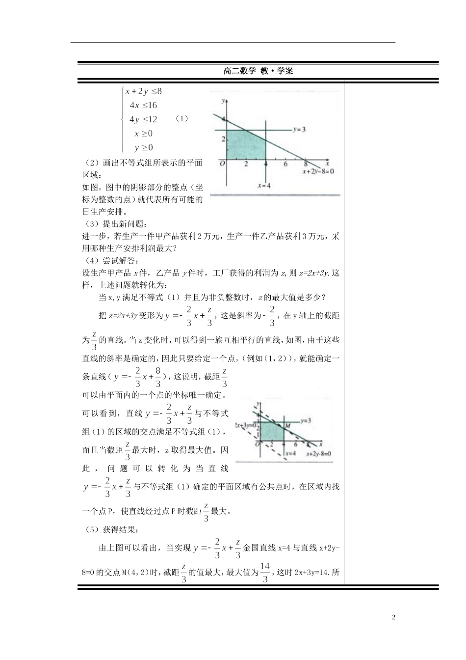 （新课程）高中数学《3.3.2简单的线性规划》教案1 新人教A版必修5_第2页