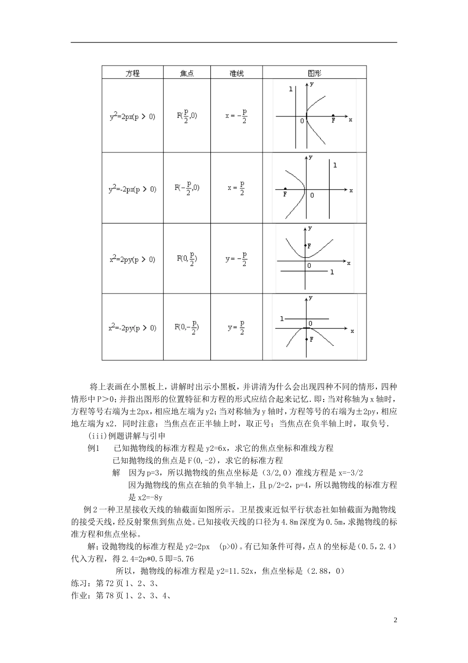 （新课程）高中数学《2.4.1抛物线及标准方程》教案 新人教A版选修2-1_第2页