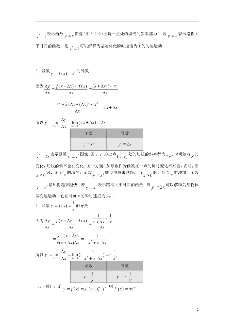 （新课程）高中数学《1.2.1几个常用函数的导数》教案 新人教A版选修2-2_第2页