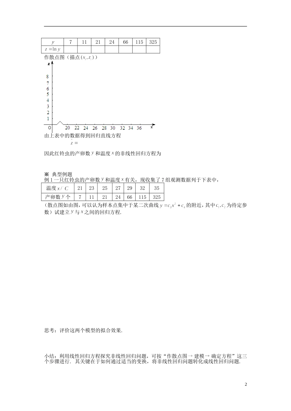 （新课程）高中数学《1.1回归分析的基本思想及其初步应用》导学案3 新人教A版选修1-2_第2页