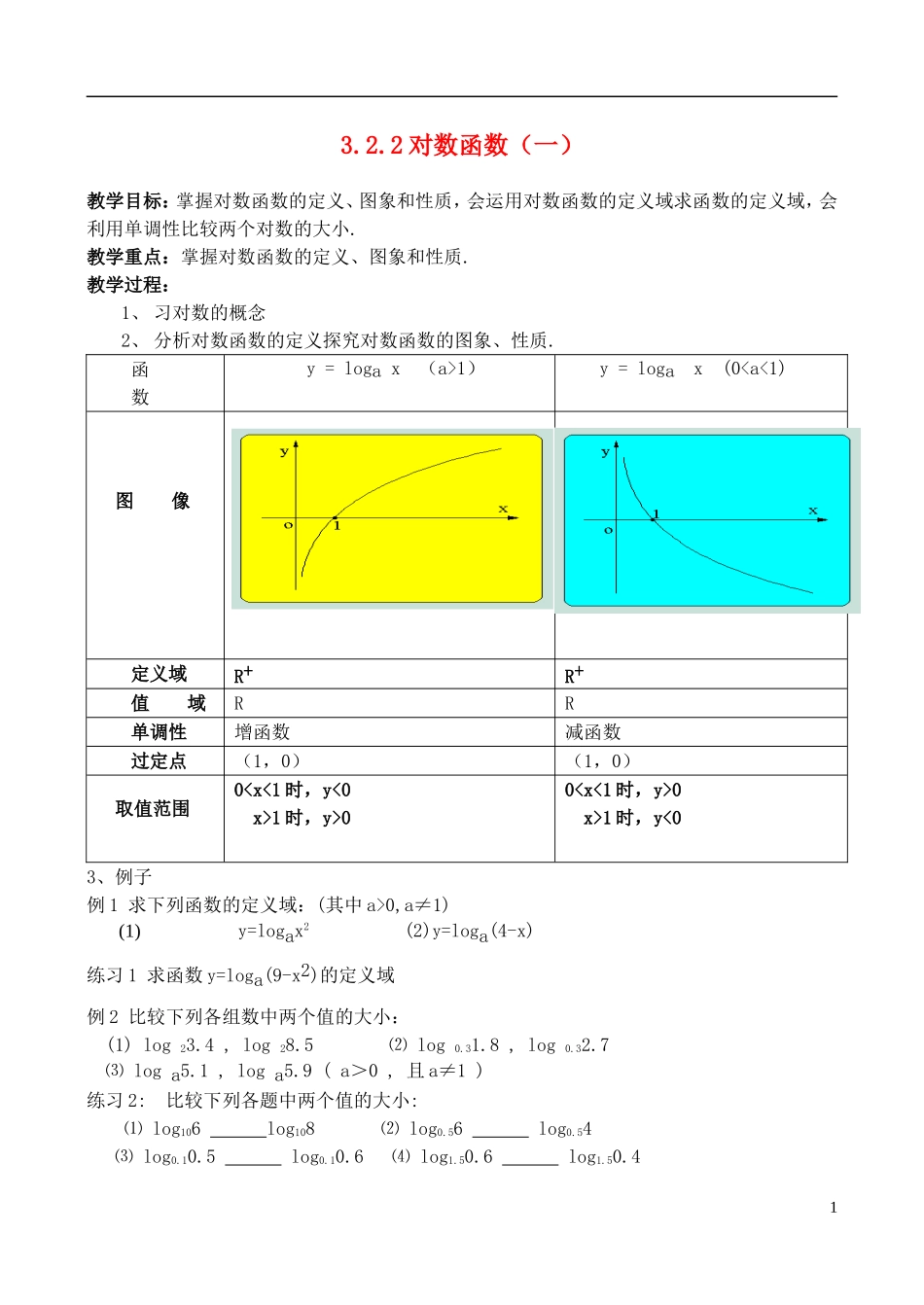 （新课程）高中数学 《3.2.2对数函数（一）》教案 新人教B版必修1_第1页