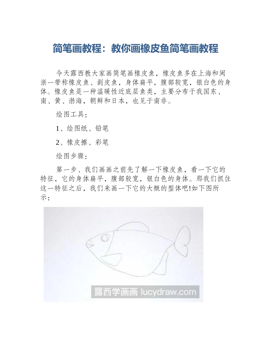 简笔画教程：教你画橡皮鱼简笔画教程_第1页