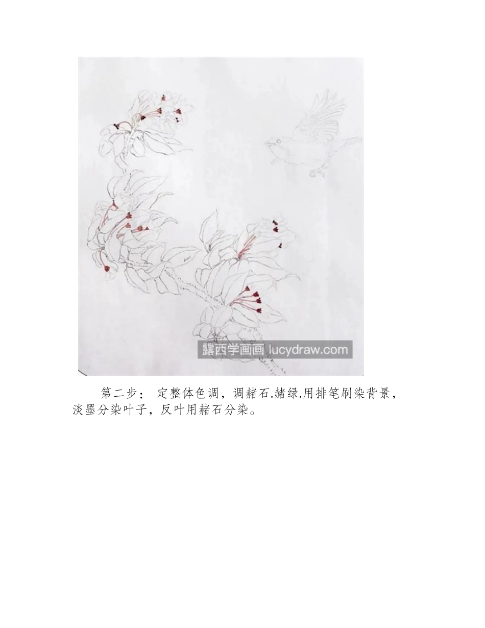 海棠花怎么画_海棠飞鸟的工笔画步骤有几步_工笔画教程_第2页