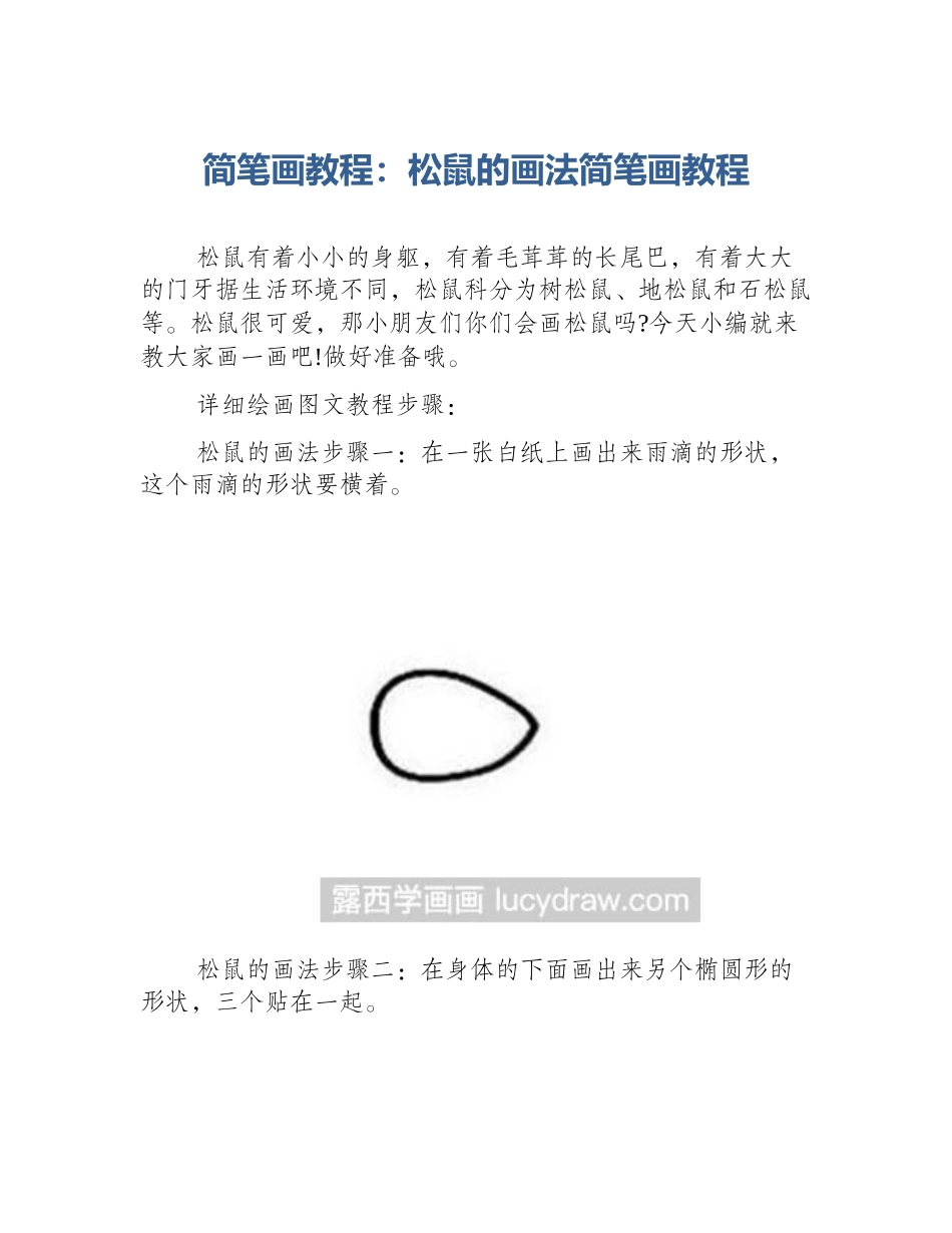 简笔画教程：松鼠的画法简笔画教程_第1页