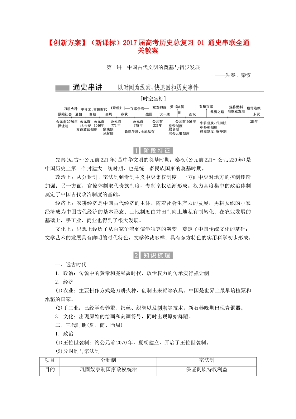 （新课标）高考历史总复习 01 通史串联全通关教案-人教版高三全册历史教案_第1页