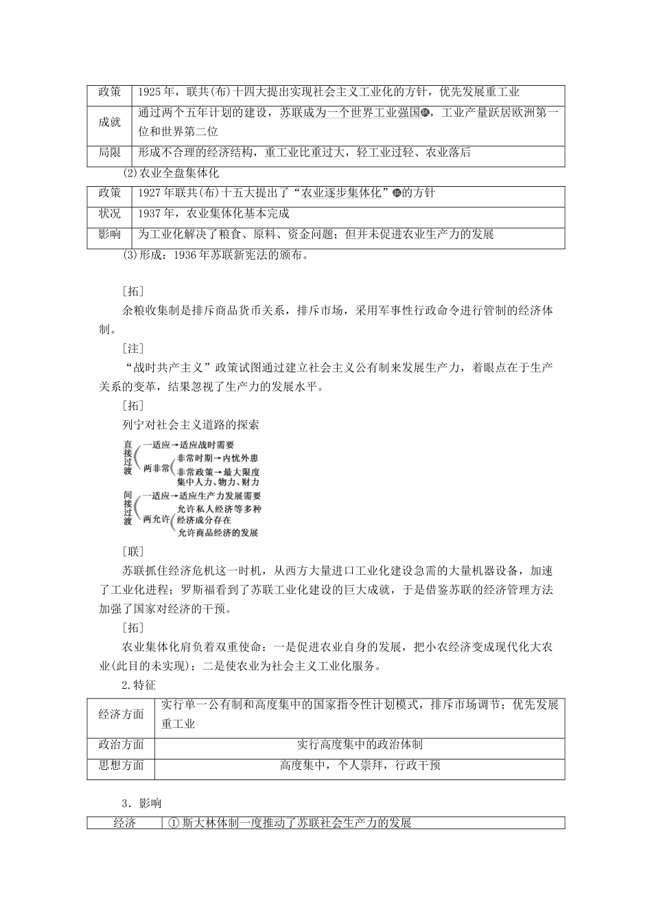 （新课改省份专用）高考历史一轮复习 第十单元 罗斯福新政和当代资本主义的新变化与苏联社会主义建设 课题二十九 苏联社会主义建设讲义（含解析）-人教版高三全册历史教案_第2页