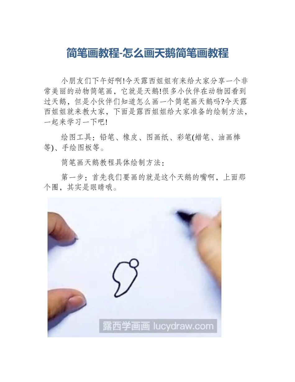 简笔画教程-怎么画天鹅简笔画教程_第1页