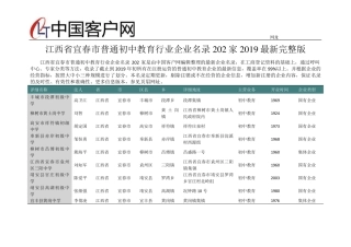 江西省宜春市普通初中教育行业企业名录2019版202家 
