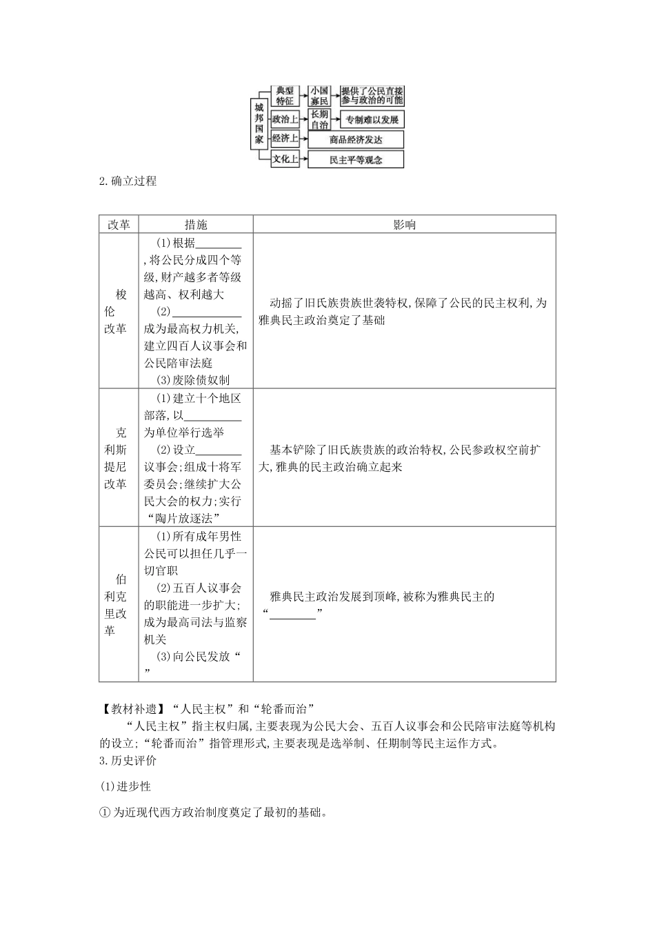 （全品复习方案）高考历史一轮复习 第2单元 古代希腊罗马的政治制度 第5讲 古希腊民主政治教案（含解析）新人教版-新人教版高三全册历史教案_第2页