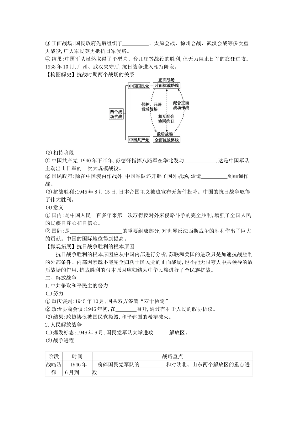 （全品复习方案）高考历史一轮复习 第4单元 近代中国反侵略、求民主的潮流及国际社会主义运动 第15讲 抗日战争和解放战争教案（含解析）新人教版-新人教版高三全册历史教案_第2页