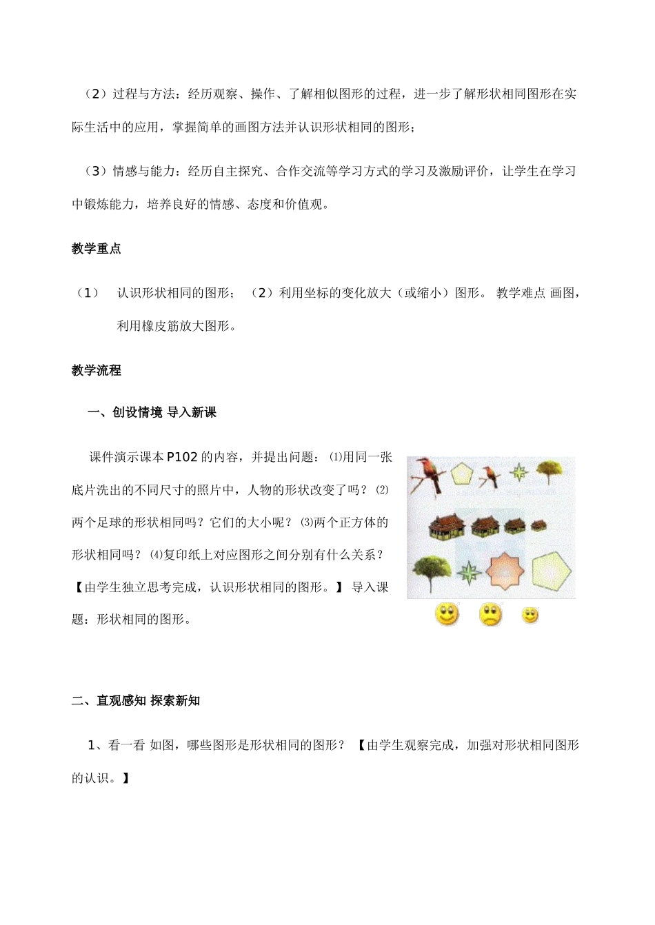 北师大版八年级下数学教案4.3形状相同的图形教学设计_第2页