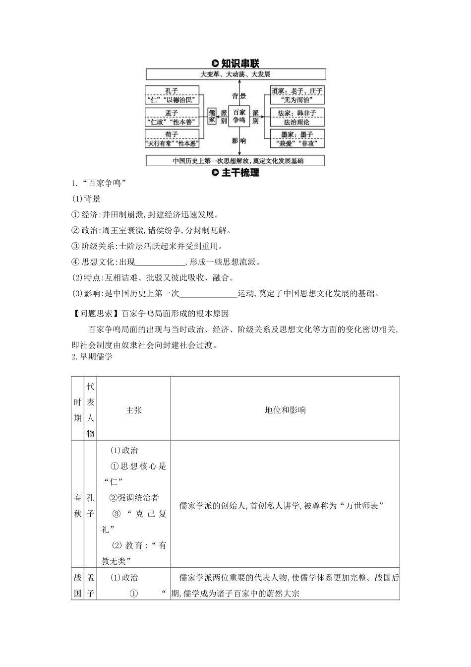（全品复习方案）高考历史一轮复习 第13单元 中国传统文化主流思想的演变和古代科技文化 第38讲 百家争鸣和儒家思想的形成教案（含解析）新人教版-新人教版高三全册历史教案_第2页