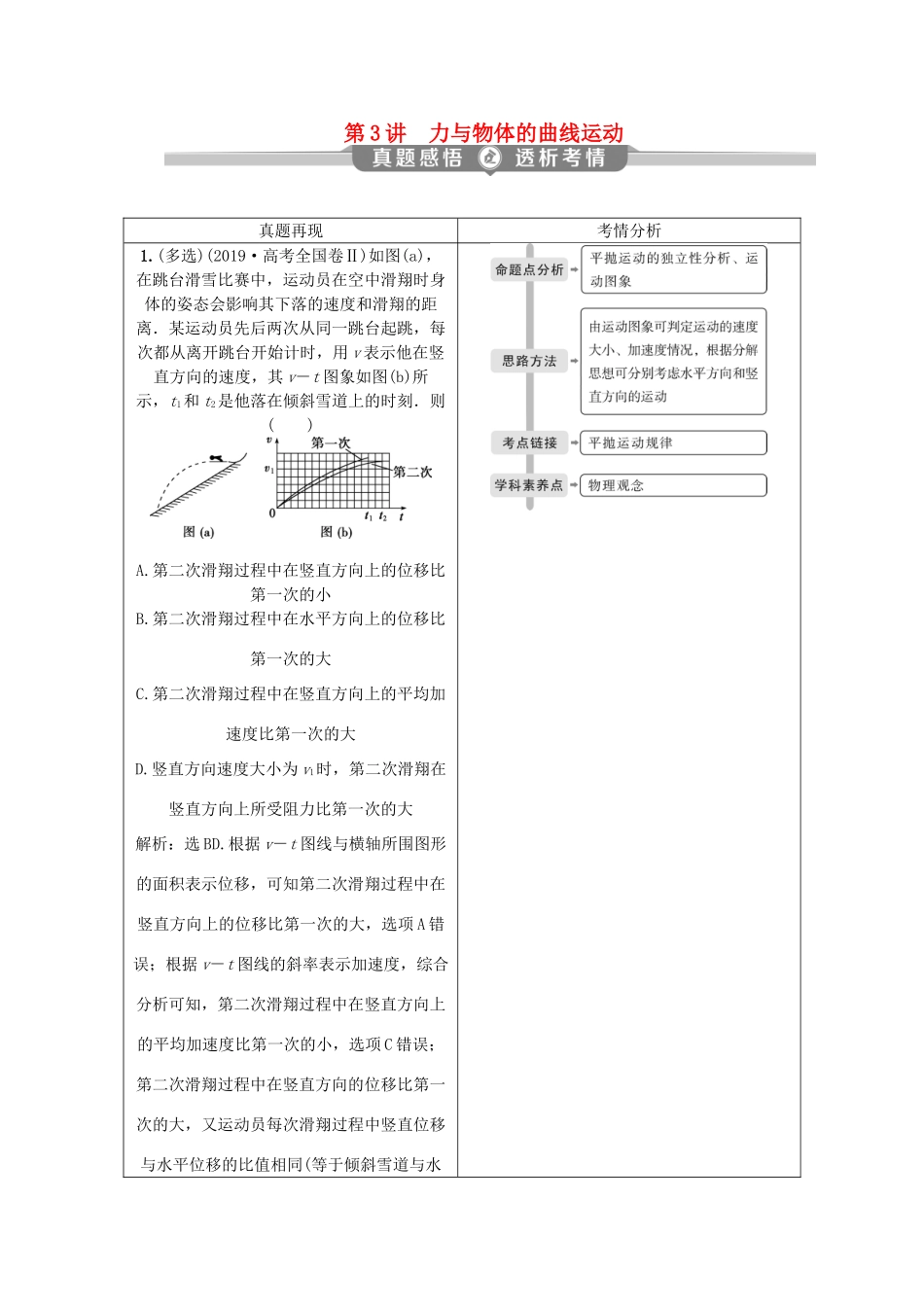 （京津鲁琼专用）高考物理大二轮复习 专题一 第3讲 力与物体的曲线运动讲义-人教版高三全册物理教案_第1页