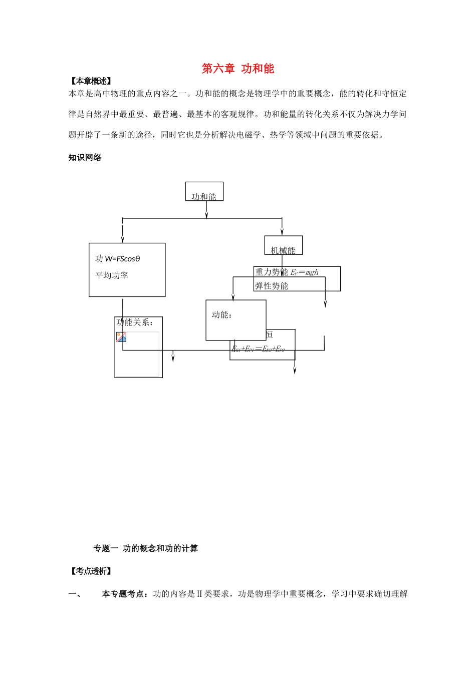 高考物理第一轮 功和能专题复习教案 新人教版_第1页