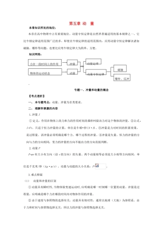 高考物理第一轮 动量专题复习教案 新人教版