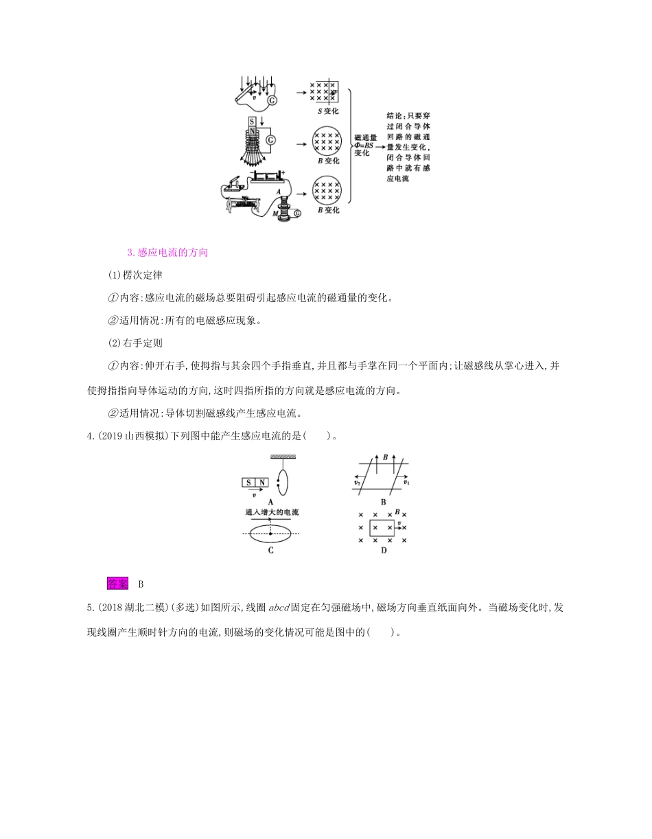 高考物理总复习 第十单元 电磁感应 课时1 电磁感应现象 楞次定律教师用书（含解析）新人教版-新人教版高三全册物理教案_第3页