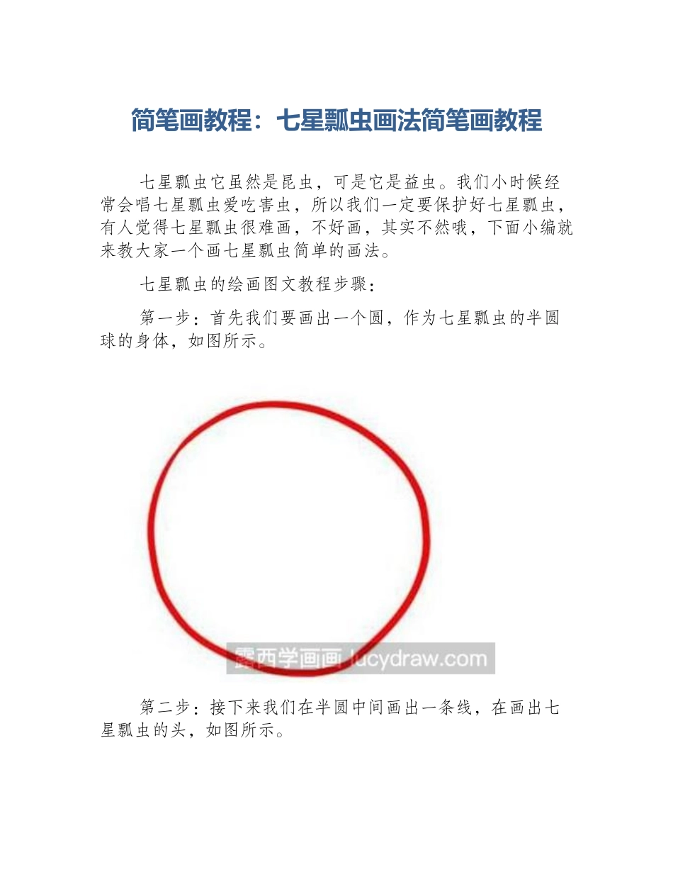 简笔画教程：七星瓢虫画法简笔画教程_第1页