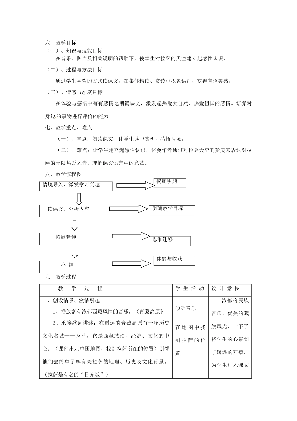 北京市大兴区魏善庄中学八年级语文上册 19 拉萨的天空北京课改版_第2页