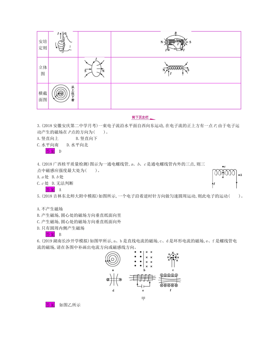高考物理总复习 第九单元 磁场 课时1 磁场的描述及磁场对电流的作用教师用书（含解析）新人教版-新人教版高三全册物理教案_第3页