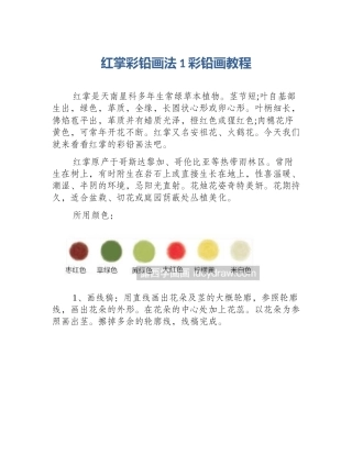 红掌彩铅画法1彩铅画教程