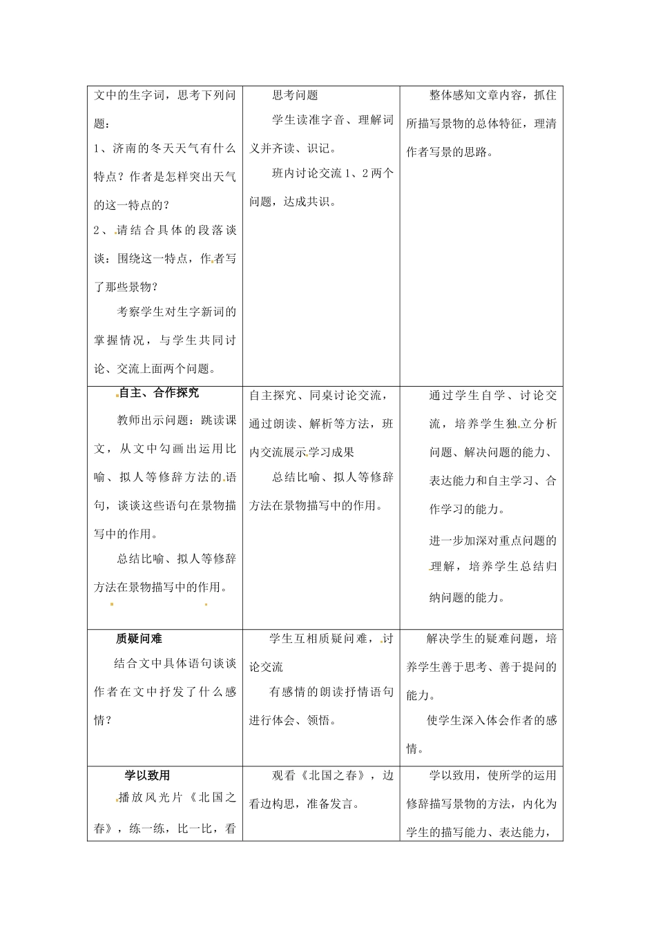 八年级语文第19课《济南的冬天》教案 北京课改版_第3页