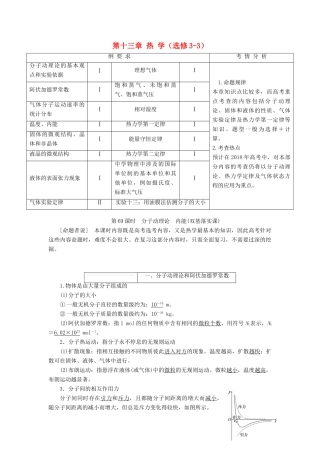 高考物理大一轮复习 第十三章 热学教师用书（选修3-3）-人教版高三选修3-3物理教案