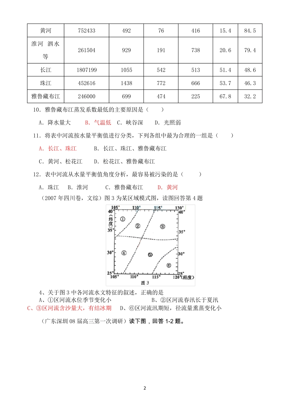 河流专题练习汇集 _第2页