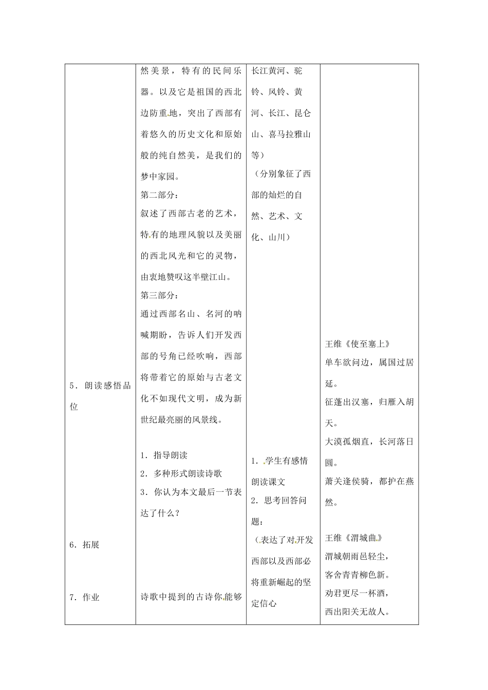 八年级语文下：第3课 西部畅想（教案）上海版（五四学制） _第2页