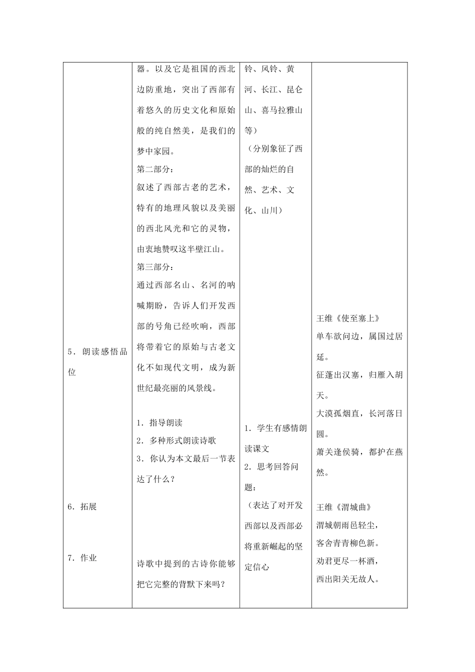 八年级语文下：第3课《西部畅想》教案沪教版五四制_第2页