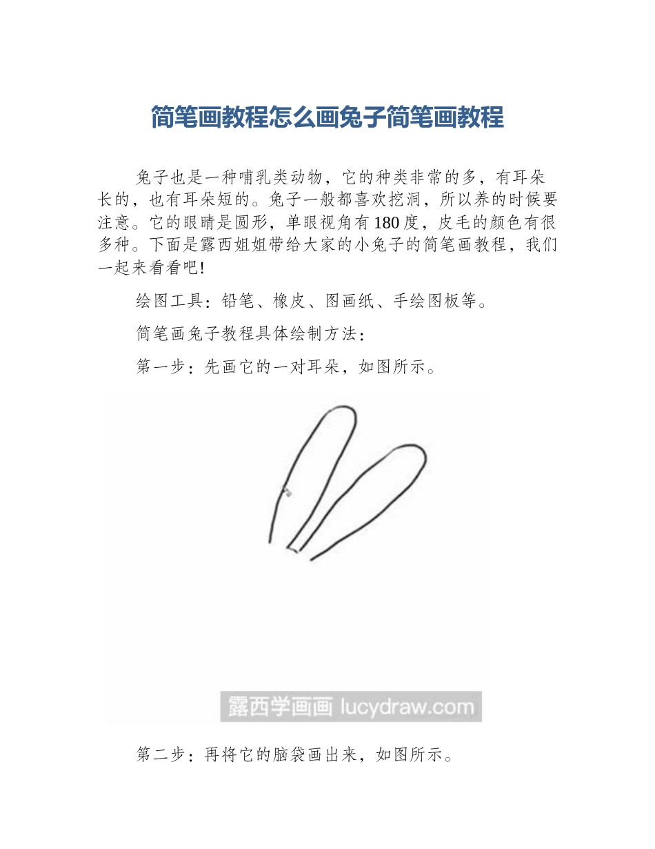 简笔画教程怎么画兔子简笔画教程_第1页